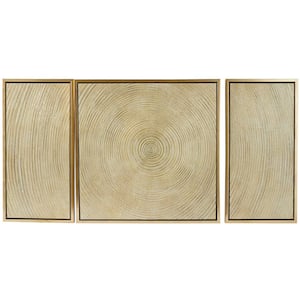3- Panel Starburst Ripple Framed Wall Art with Gold Frame 32 in. x 32 in.
