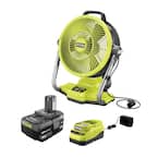 ONE+ 18V Cordless Hybrid WHISPER SERIES 12 in. Misting Air Cannon Fan Kit with 4.0 Ah Battery and Charger