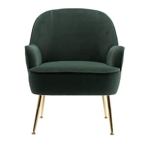 Modern Green Velvet Ergonomics Accent Chair with Gold Adjustable Legs