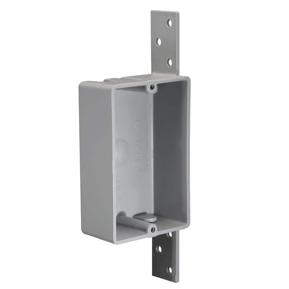 Cantex New Work 1-Gang 8 cu. in. Shallow Electrical Outlet Box and Switch Box with Bracket, Gray