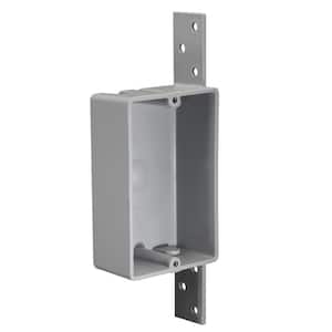 New Work 1-Gang 8 cu. in. Shallow Electrical Outlet Box and Switch Box with Bracket, Gray