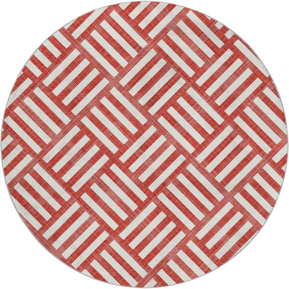 Dream Shag Premium Machine Washable Abstract ADS620 Red 8 ft. x 8 ft. Round Rug price history on PriceWatchPro