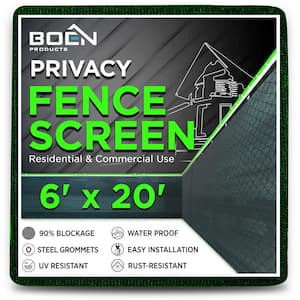 6 ft. x 20 ft. Green Privacy Fence Screen Netting Mesh with Reinforced Grommet for Chain link Garden Fence