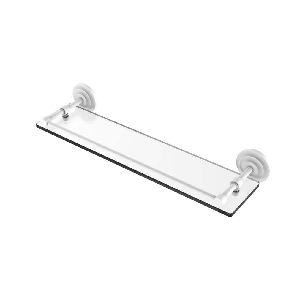 Allied Brass Que New 22 in. x in. x in. Tempered Glass Shelf with Gallery  Rail in Matte White QN-1/22-GAL-WHM The Home Depot
