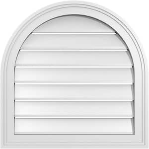 22" x 22" Round Top Surface Mount PVC Gable Vent: Functional with Brickmould Frame