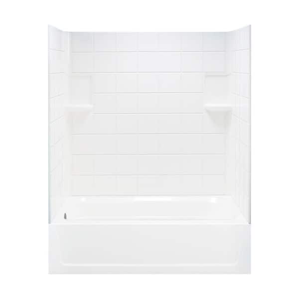MUSTEE Topaz 60 in. L x 30 in. W x 74.75 in. H Rectangular Tub/ Shower Combo Unit in White with Left-Hand Drain