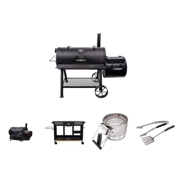 Longhorn Smoker Grill 1060 sq. in., Cover, DLX Grill Cart 900 sq. in., Halftime XL Starter and Grilling Set, 2-Piece