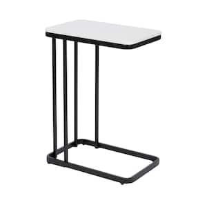 Credle 18.50 in. Black Rectangle Faux Marble Modern End Table