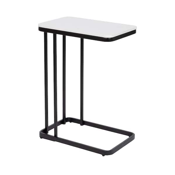 Kate and Laurel Credle 18.50 in. Black Rectangle Faux Marble Modern End Table