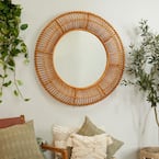 DecMode 39  x 39  Brown Handmade Woven Wall Mirror