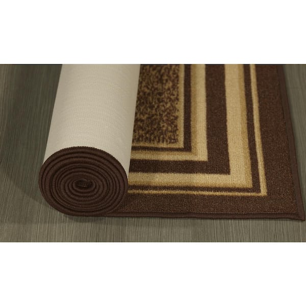 Ottomanson Classics Non-Slip Rubberback Bordered 5x7 Indoor Oval Area Rug, 5' x 6'6 Oval, Brown