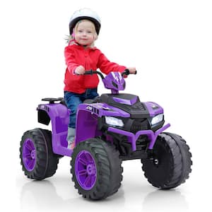 13.5 in. Kids Ride-On Car with Wireless Connection Music Radio LED Lights Purple