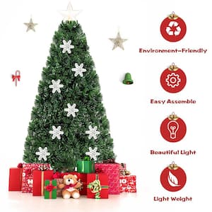 5 ft. Pre-Lit Fiber Optic Artificial Christmas Tree with Multi-Color Lights Snowflakes