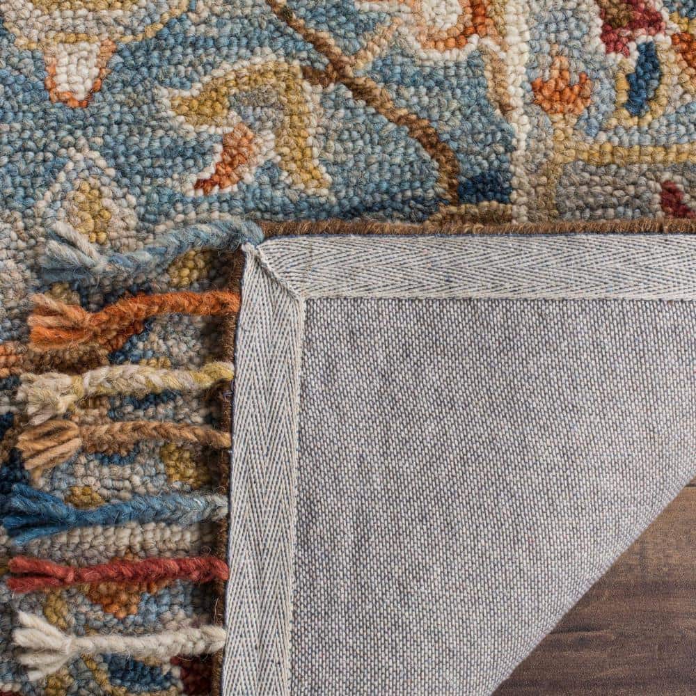 Handmade Gray Floral Tufted Wool Square Area Rug