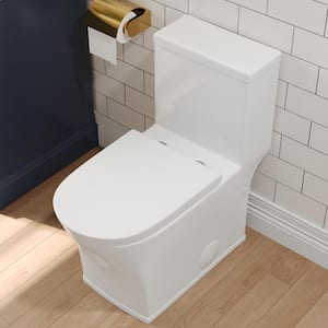 1-Piece 1.3 GPF Single Flush Elongated Toilet Comfort Height in White with Left Hand Trip Lever, Seat Included