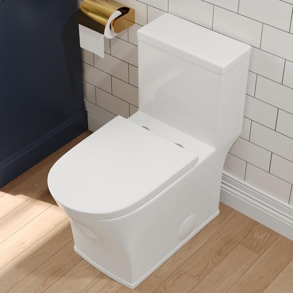 DEERVALLEY 1-Piece 1.3 GPF Single Flush Elongated Toilet in White with Left Hand Trip Lever Comfortable Seat Height, Seat Included