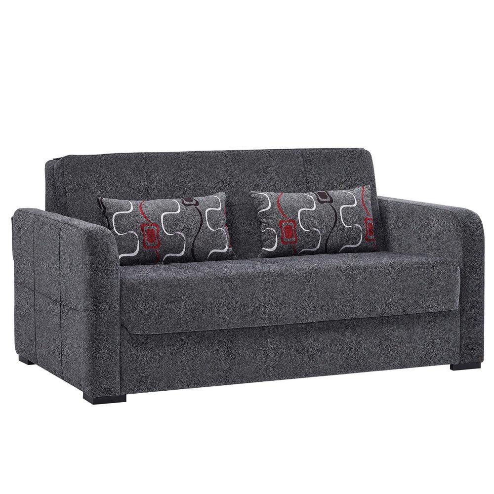 Ottomanson Fashion Collection Convertible 65 In Grey Chenille 2 Seater   Grey Ottomanson Loveseats Fas Gy Ls 64 1000 