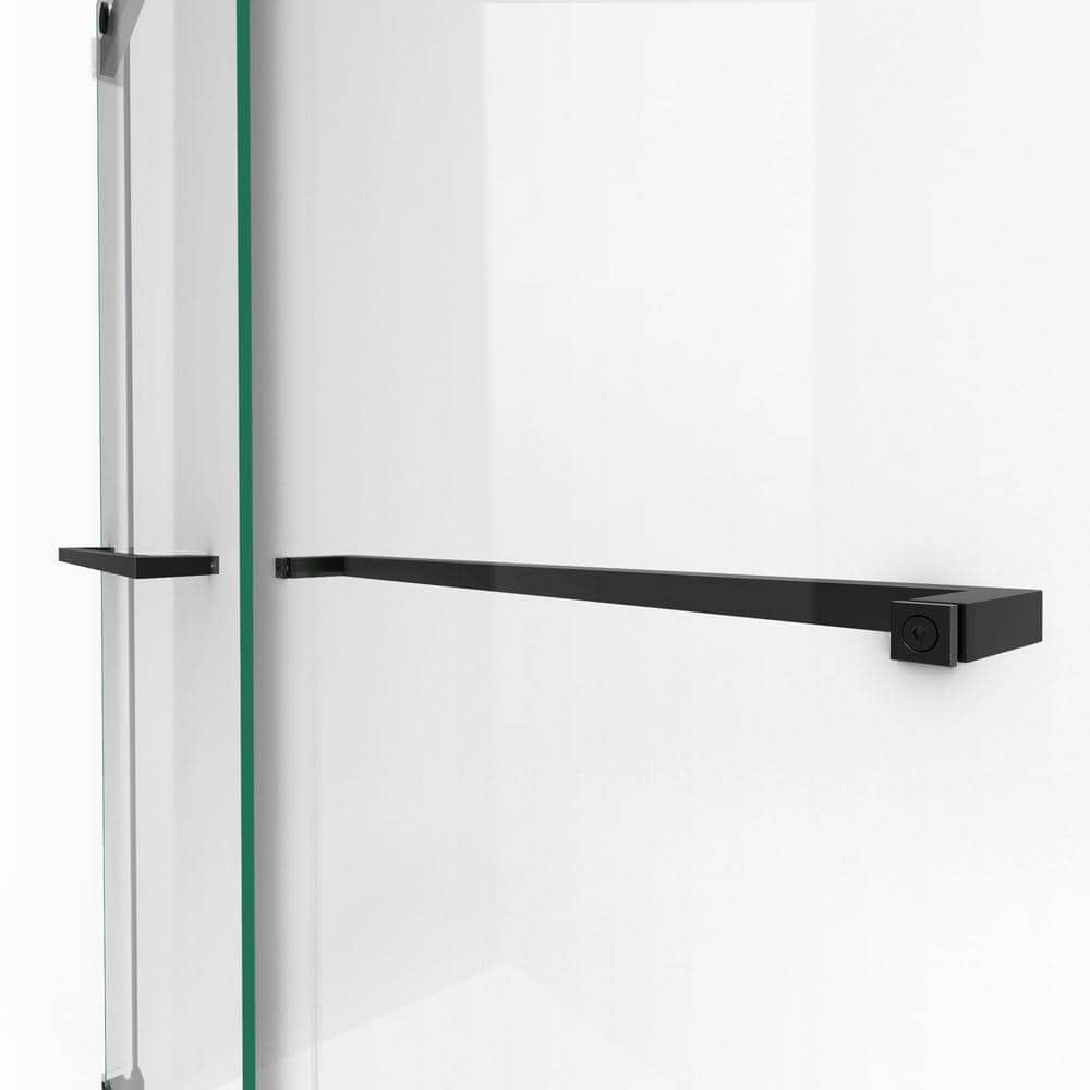 Matte Black Frameless Sliding Shower Door with Clear Glass