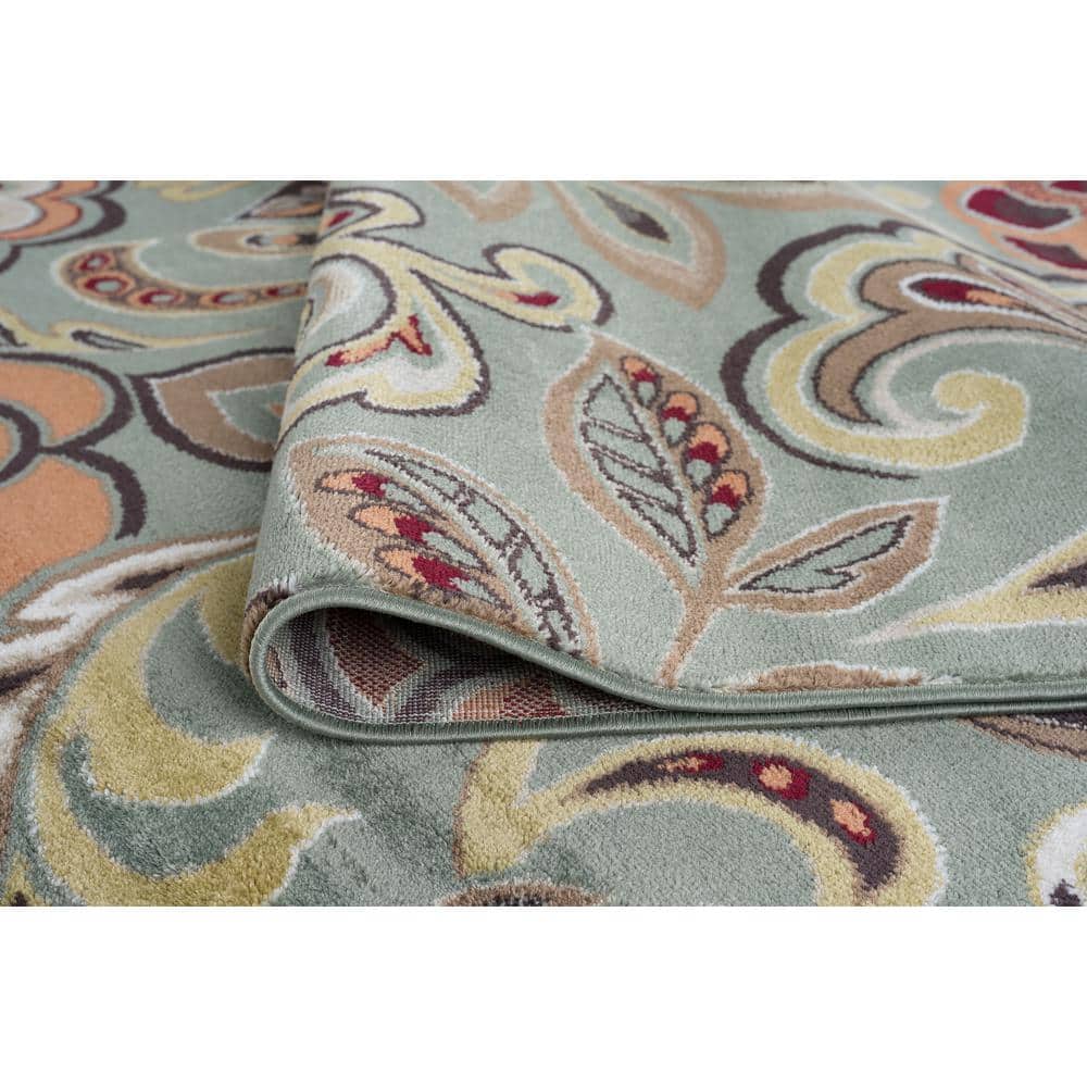 Deco Green 5' x 7' Easy Care Stain-Resistant Area Rug