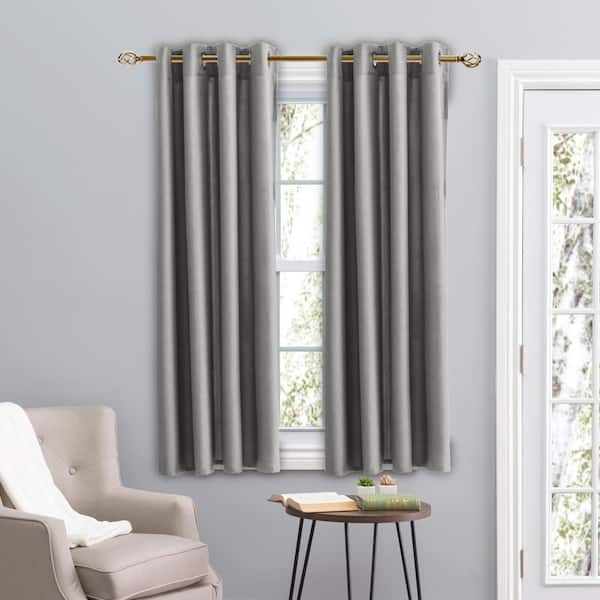 RICARDO Grey Woven Grommet Room Darkening Curtain - 56 in. W x 45 in. L