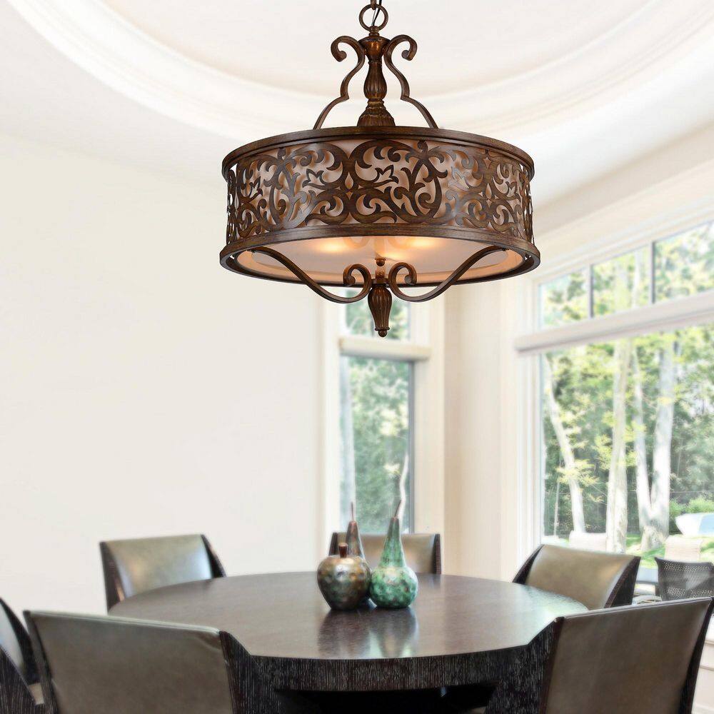 Mini Nicole 21" Drum Shade Chandelier in Brushed Chocolate