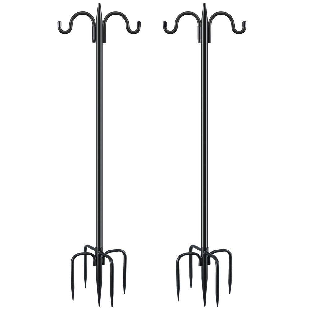 2.28 in. Black Metal Heavy Duty Adjustable Stable Outdoor Double Shepherds Hook with 2 Hooks 2-Count price history on PriceWatchPro