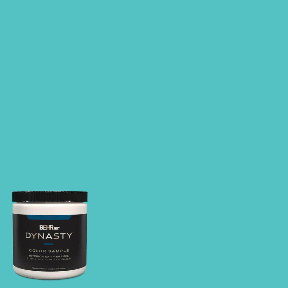 Behr Dynasty 8 Oz 500b 4 Gem Turquoise Satin Enamel Stain Blocking Interior Exterior Paint