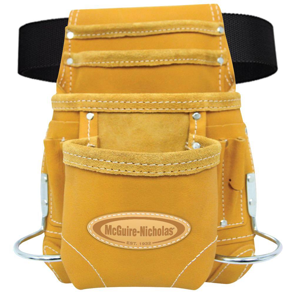 McGuire-Nicholas 870-CC 10 Pocket Nail and Tool Pouch Oil Tanned Leather Tan 