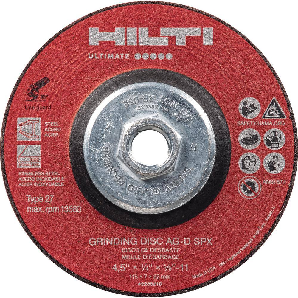 Hilti 9 in. x 1/4 in. x 5/8 in. 11 AGD SPX Type 27 Ultimate Ceramic Grinding Wheel with Hub (10