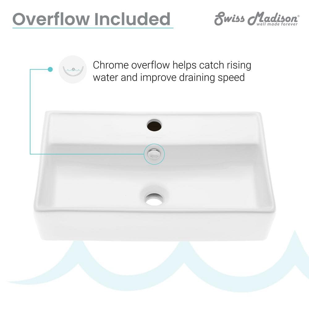 Claire 22" White Ceramic Wall-Mount Bathroom Sink