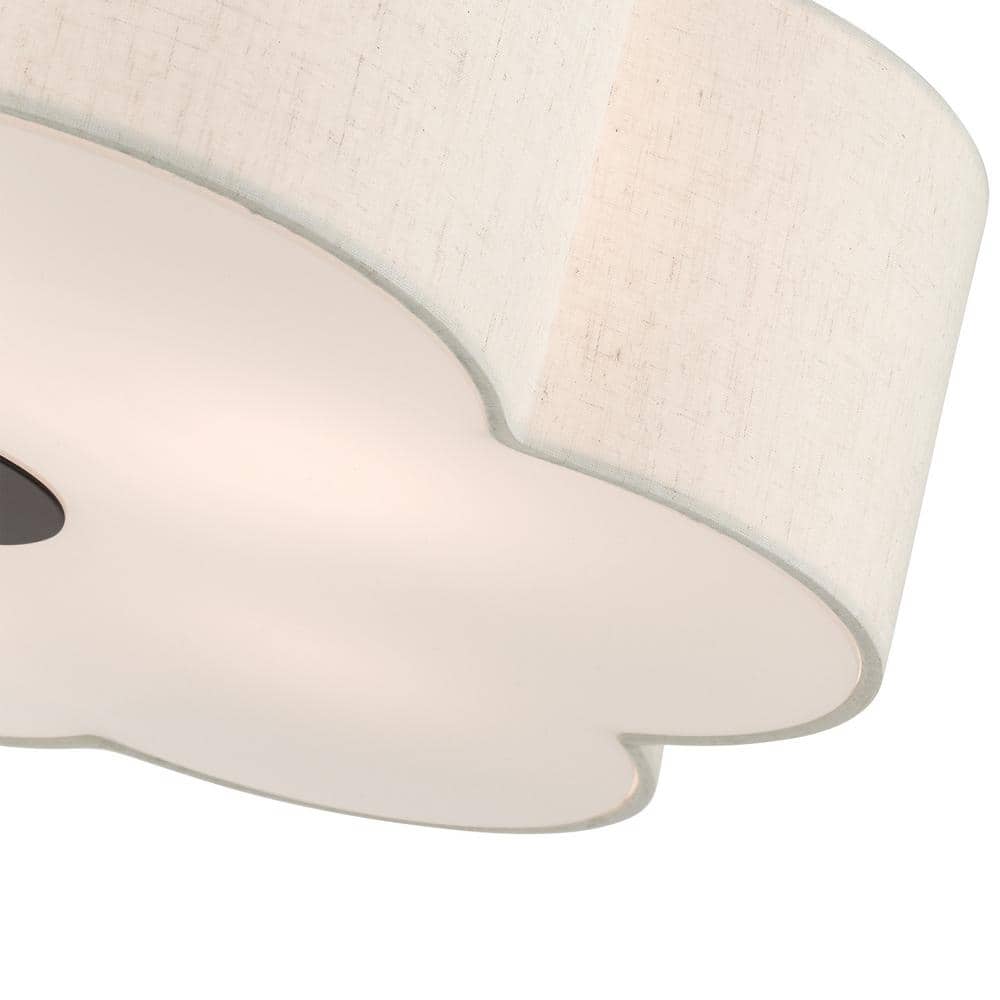 Solstice English Bronze 5-Light Semi-Flush Mount with Oatmeal Shade
