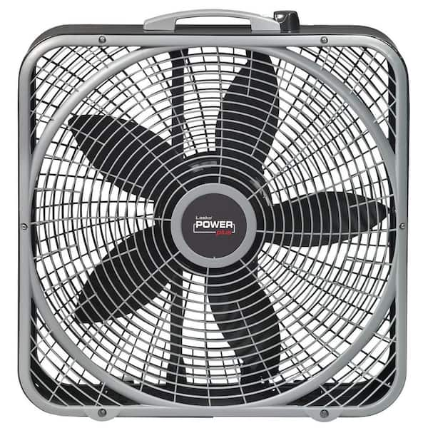 Photo 1 of 20 in. 3 Speeds Box Fan in Gray with Weather-Shield Design for Window Use, Energy Efficent, Carry Handle, Steel Body