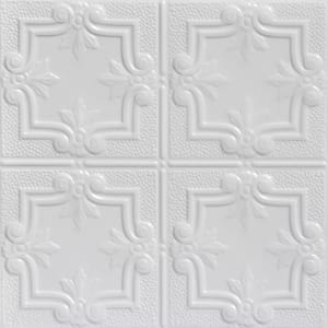 Antoinette White 2 ft. x 2 ft. Decorative Tin Style Lay-in Ceiling Tile (48 sq. ft./case)