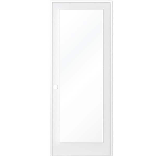 Krosswood Doors 24 in. x 96 in. 1-Lite Clear Solid Hybrid Core MDF Primed Right-Hand Single Prehung Interior Door