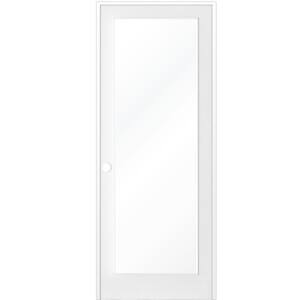 32 in. x 80 in. 1-Lite Clear Solid Hybrid Core MDF Primed Right-Hand Single Prehung Interior Door
