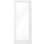 36 in. x 80 in. 1-Lite Clear Solid Hybrid Core MDF Primed Right-Hand Single Prehung Interior Door