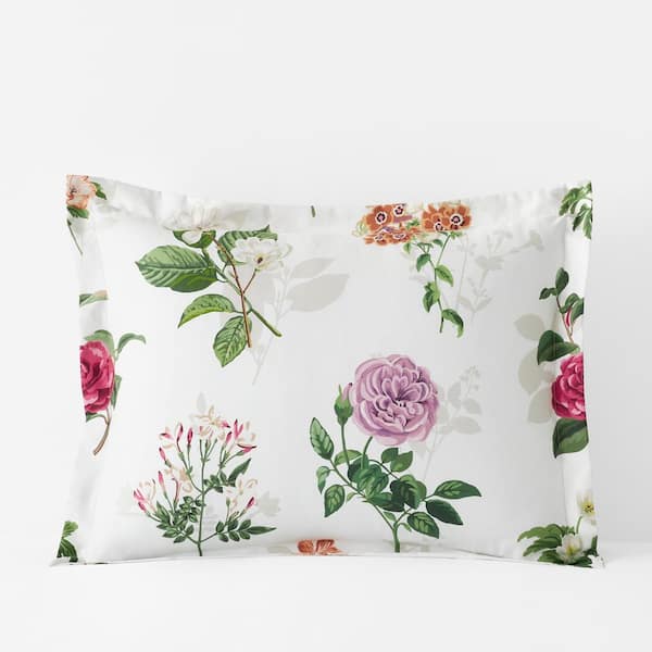 The Company Store Legends Hotel Cameilla Floral Wrinkle-Free White Multi Sateen King Sham