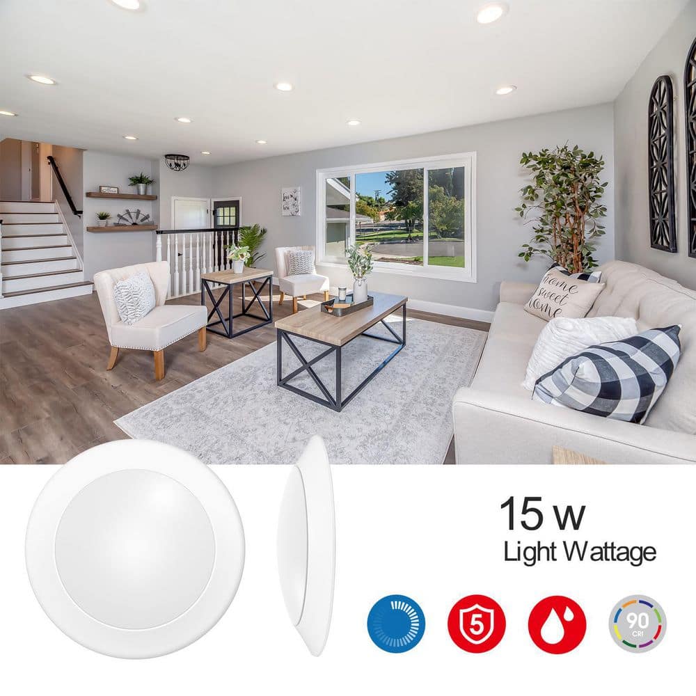 White Round Dimmable LED Flush Mount Disk Light