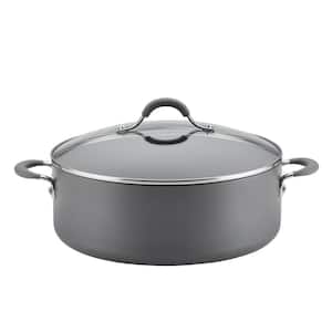 Radiance 7.5 qt. Hard-Anodized Aluminum Nonstick Stock Pot in Gray with Glass Lid