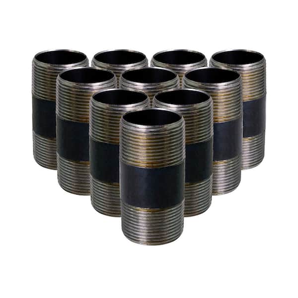 PLUMBFLEX Black Steel Pipe, 3/4 in. x 3 in. Nipple Fitting (Pack of 10)