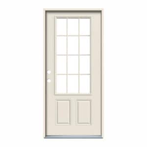 Stanley Doors 32 in. x 80 in. Art Deco Rectangular Mini Lite 2-Panel  Painted White Left-Hand Inswing Steel Prehung Front Door 1320A-A-32-L-Z -  The Home Depot