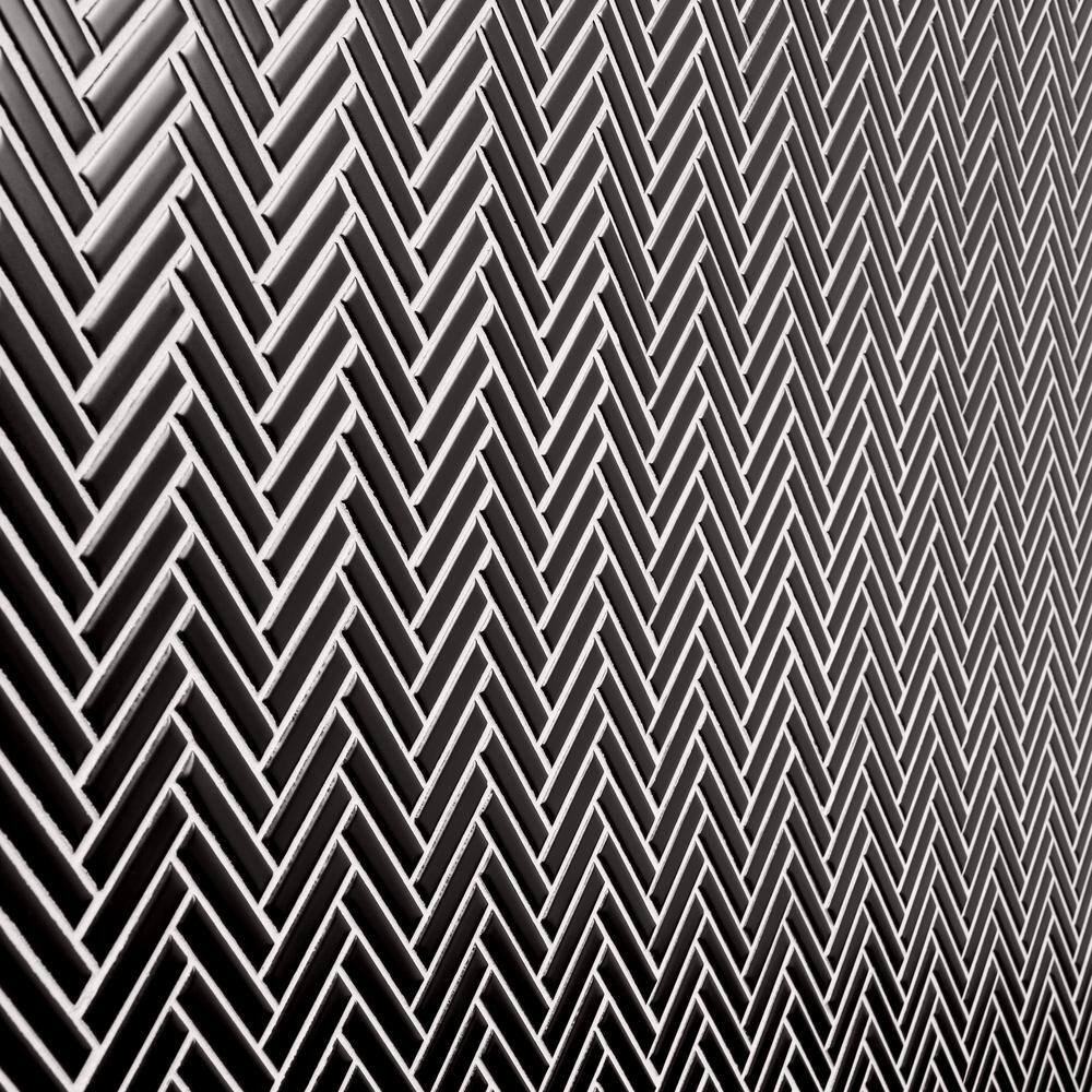 Black Matte Porcelain Herringbone Mosaic Tile 11x11