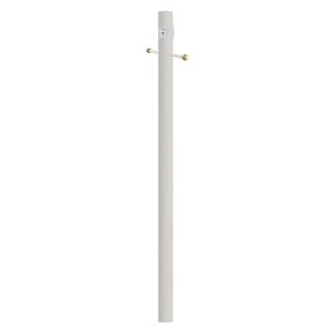 8 ft. White Outdoor Lamp Post Traditional Direct Burial Light Pole with Cross Arm Grounded Convenience Outlet