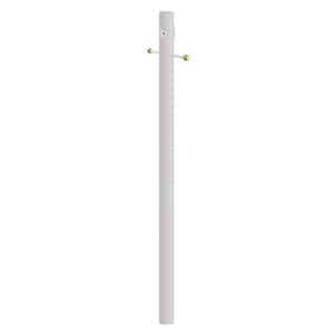 8 ft. White Outdoor Lamp Post Traditional Direct Burial Light Pole with Cross Arm Grounded Convenience Outlet