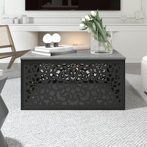 Candence 31.5 in. Concrete Cool Gray Square Wood Top Coffee Table 4 side Laser Cut