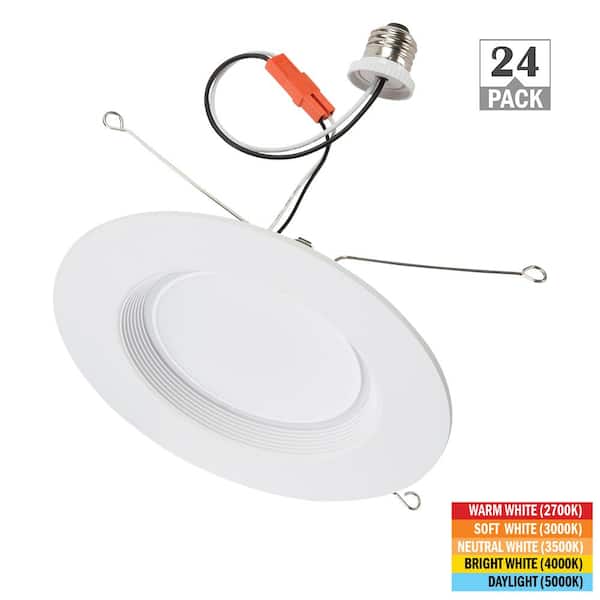 6 in. Retrofit Downlight Adjustable CCT Press Lens Integrated LED Recessed Light Trim Inner Ring Night Light (24-Pack)