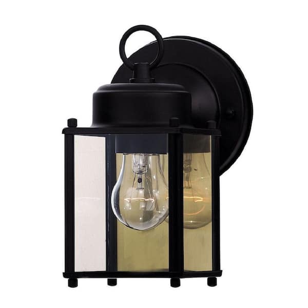 Savoy House Exterior 4.75 in. W x 7.88 in. H 1-Light Black Hardwired Outdoor Wall Lantern Sconce with Clear Glass Shade