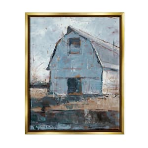 Abstract Distressed White Barn Farm Architecture by Ethan Harper Floater Frame Abstract Wall Art Print 21 in. x 17 in.