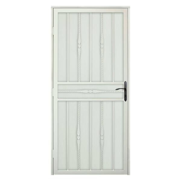 Unique Home Designs 36 in. x 80 in. Cottage Rose Navajo Recessed Mount Steel Security Door with Perforated Metal Screen and Bronze Hardware