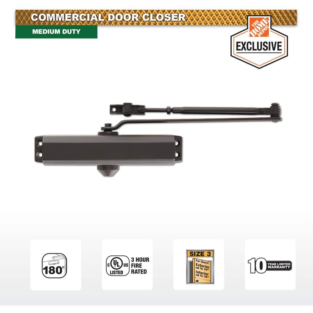 Size 3 Medium Duty Commercial Door Closer - Standard, Parallel, Top Mount - UL 3-Hour Fire, Bronze Finish price history on PriceWatchPro